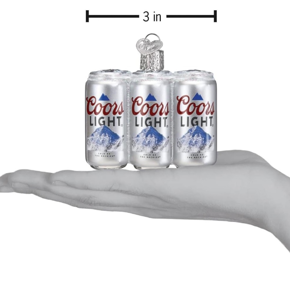 Old World Christmas Coors Light Six Pack Glass Blown Ornament for Christmas Tree